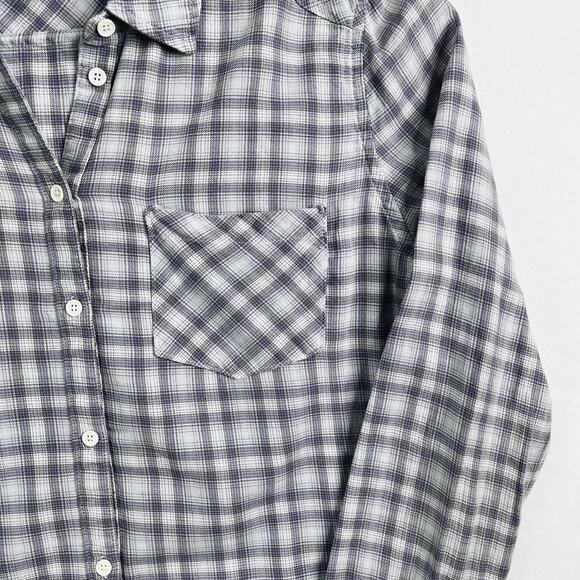 Paige Purple Plaid Blouse Sz S Light Weight 100% Cotton CHAMBRAY/DUSTY GRAPE - Picture 4 of 10